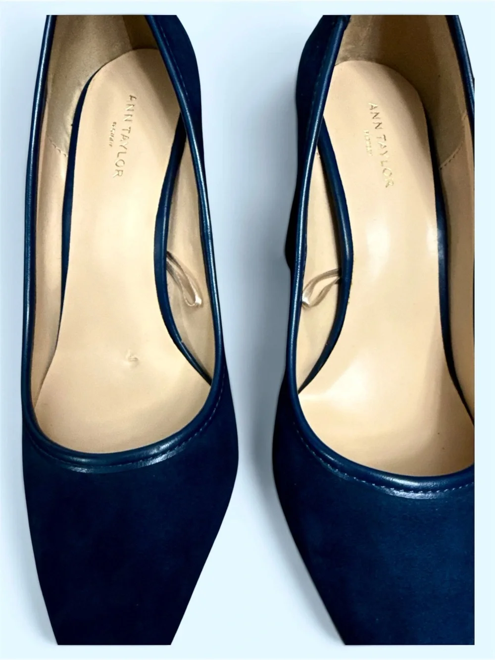 Ann Taylor Navy Suede Block Pump Heels